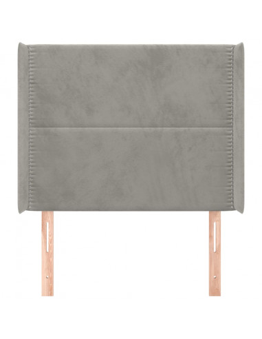 Testiera ad Orecchio Grigio Chiaro 93x16x118/128 cm in Velluto