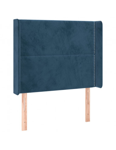 Testiera ad Orecchio Blu Scuro 103x16x118/128 cm in Velluto