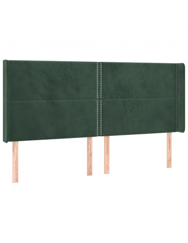 Testiera ad Orecchio Verde Scuro 203x16x118/128 cm in Velluto