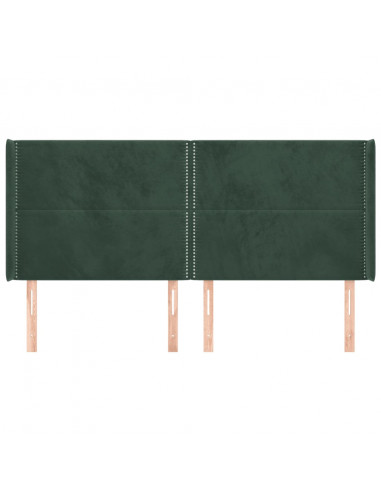 Testiera ad Orecchio Verde Scuro 203x16x118/128 cm in Velluto