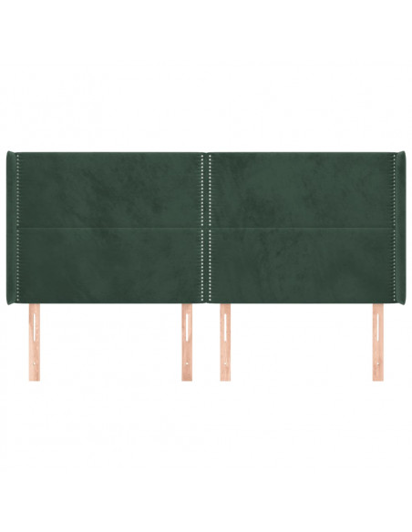 Testiera ad Orecchio Verde Scuro 203x16x118/128 cm in Velluto
