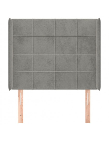 Testiera ad Orecchio Grigio Chiaro 83x16x118/128 cm in Velluto