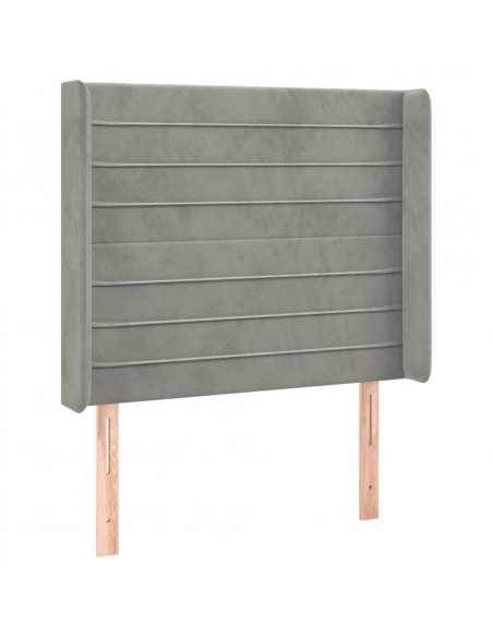 Testiera ad Orecchio Grigio Chiaro 83x16x118/128 cm in Velluto