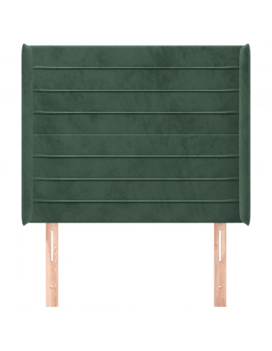 Testiera ad Orecchio Verde Scuro 103x16x118/128cm in Velluto