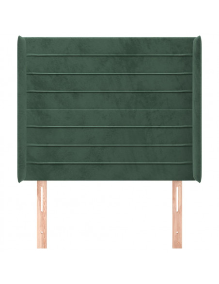 Testiera ad Orecchio Verde Scuro 103x16x118/128cm in Velluto