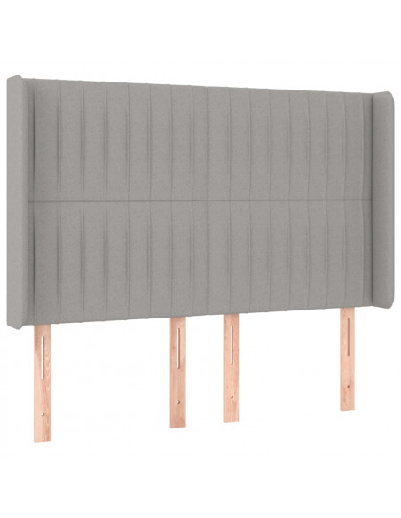 Testiera ad Orecchio Grigio Chiaro 147x16x118/128 cm in Tessuto