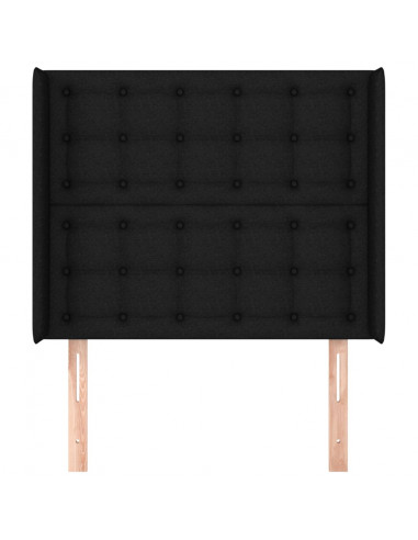 Testiera ad Orecchio Nera 83x16x118/128 cm in Tessuto