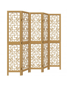Divisorio Ambienti 5 Pannelli Marrone Legno Massello Paulownia 2