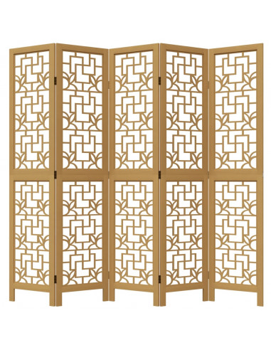 Divisorio Ambienti 5 Pannelli Marrone Legno Massello Paulownia