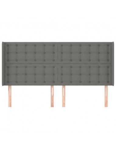 Testiera ad Orecchio GrigioScuro 203x16x118/128cm in Tessuto