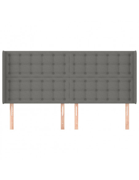 Testiera ad Orecchio GrigioScuro 203x16x118/128cm in Tessuto