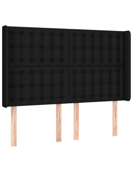 Testiera ad Orecchio Nera 147x16x118/128 cm in Tessuto