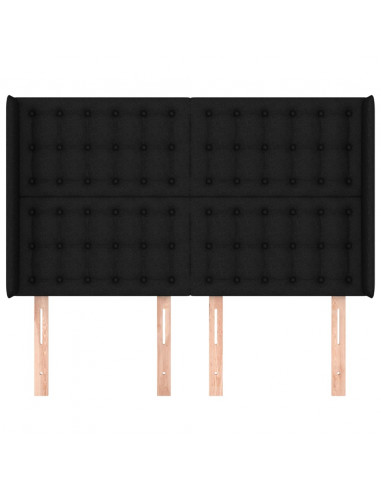 Testiera ad Orecchio Nera 147x16x118/128 cm in Tessuto