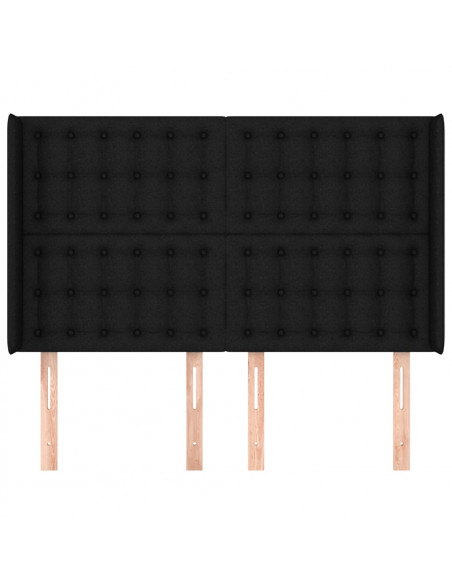 Testiera ad Orecchio Nera 147x16x118/128 cm in Tessuto