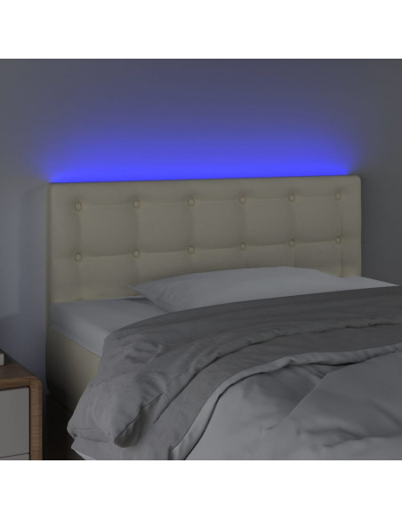 Testiera Crema a LED 80x5x78/88 cm in Similpelle