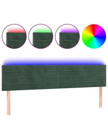 Testiera a LED Verde Scuro 200x5x78/88 cm in Velluto