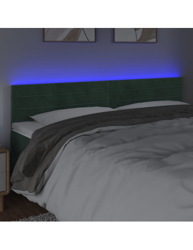 Testiera a LED Verde Scuro 200x5x78/88 cm in Velluto