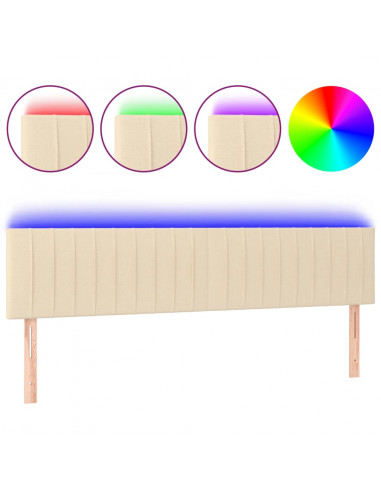 Testiera a LED Crema 200x5x78/88 cm in Tessuto