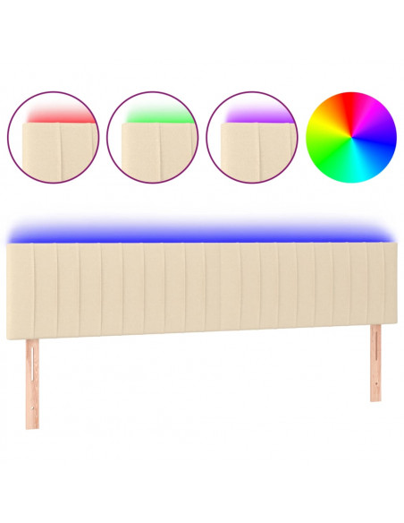 Testiera a LED Crema 200x5x78/88 cm in Tessuto