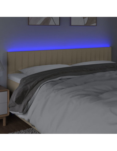 Testiera a LED Crema 200x5x78/88 cm in Tessuto