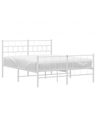 Giroletto con Testiera e Pediera Metallo Bianco 135x190 cm
