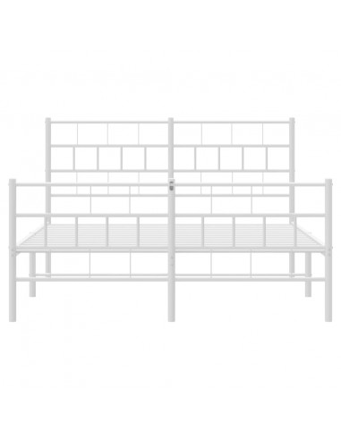 Giroletto con Testiera e Pediera Metallo Bianco 135x190 cm