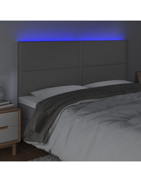 Testiera a LED Grigio 160x5x118/128cm in Similpelle
