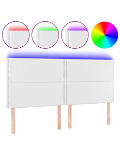 Testiera a LED Bianco 160x5x118/128 cm in Similpelle 2