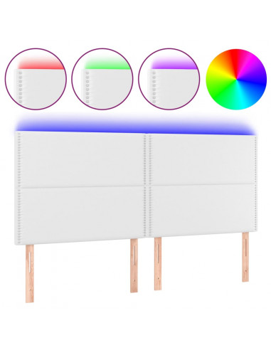 Testiera a LED Bianco 160x5x118/128 cm in Similpelle