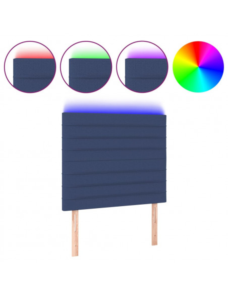 Testiera a LED Blu 100x5x118/128 cm in Tessuto