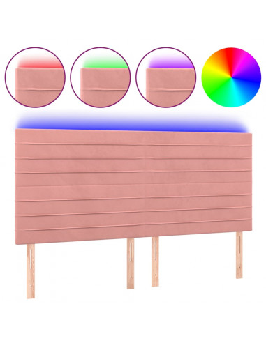 Testiera a LED rosa 200x5x118/128 cm in Velluto