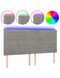 Testiera a LED Grigio Chiaro 160x5x118/128 cm in Velluto 2