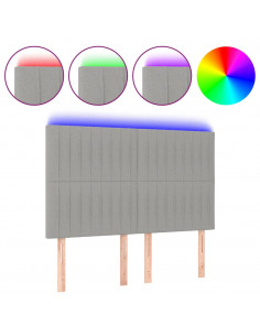 Testiera a LED Grigio Chiaro 144x5x118/128 cm in Tessuto 2