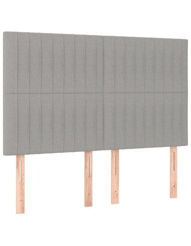 Testiera a LED Grigio Chiaro 144x5x118/128 cm in Tessuto