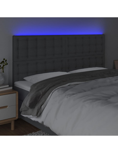 Testiera a LED GrigioScuro 200x5x118/128cm in Tessuto