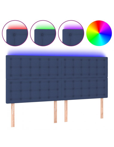 Testiera a LED blu 200x5x118/128cm in Tessuto