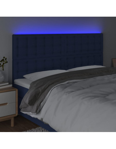 Testiera a LED blu 200x5x118/128cm in Tessuto