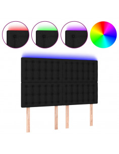 Testiera a LED Nera 144x5x118/128 cm in Tessuto 2