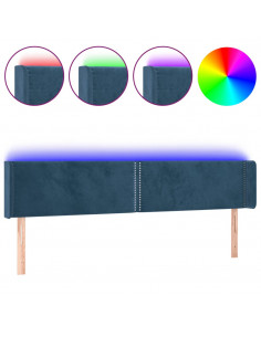 Testiera a LED Blu Scuro 203x16x78/88 cm in Velluto 2