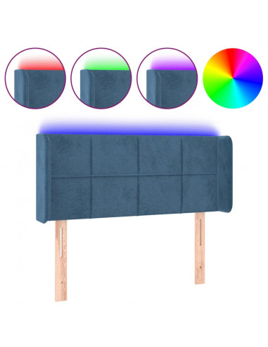 Testiera a LED Blu scuro 93x16x78/88 cm in Velluto