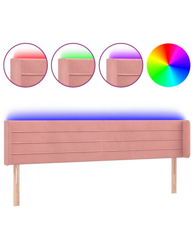 Testiera a LED Rosa 203x16x78/88 cm in Velluto
