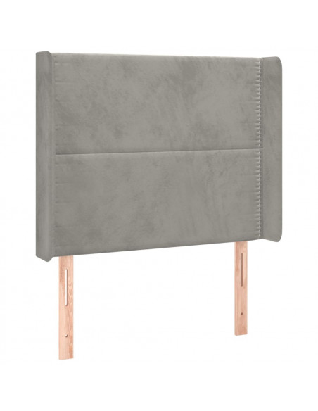 Testiera a LED Grigio Chiaro 93x16x118/128 cm in Velluto