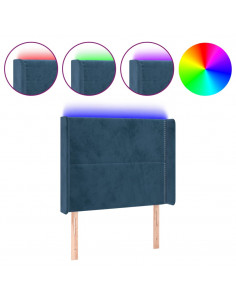 Testiera a LED Blu Scuro 103x16x118/128 cm in Velluto 2