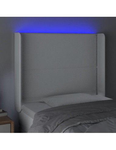 Testiera a LED Bianco 93x16x118/128 cm in Similpelle