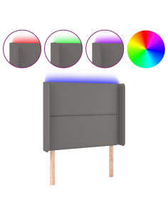 Testiera a LED Grigio 93x16x118/128 cm in Similpelle 2