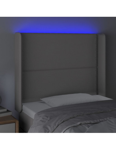 Testiera a LED Grigio 93x16x118/128 cm in Similpelle