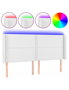 Testiera a LED Bianco 163x16x118/128 cm in Similpelle 2