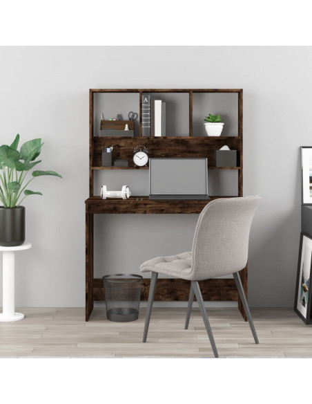 Scrivania Mensole Rovere Fumo 102x45x148 cm Legno Multistrato