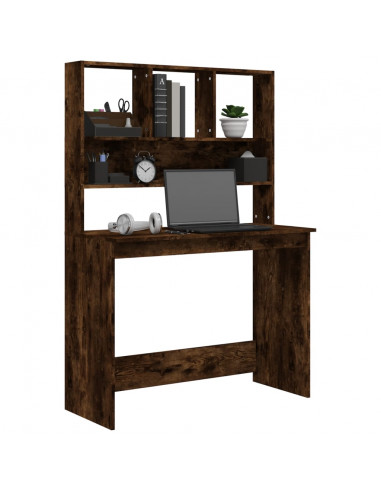 Scrivania Mensole Rovere Fumo 102x45x148 cm Legno Multistrato