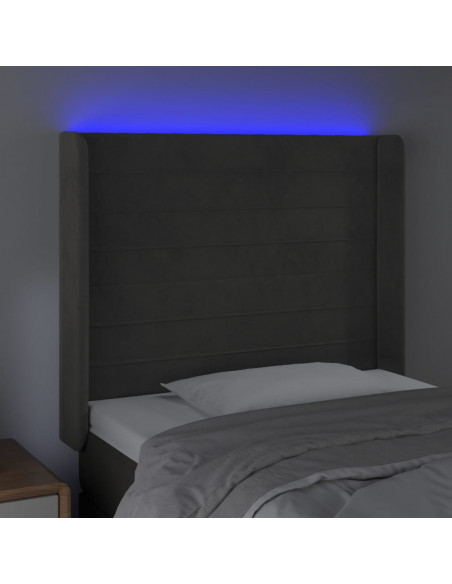 Testiera a LED Grigio Scuro 93x16x118/128 cm in Velluto